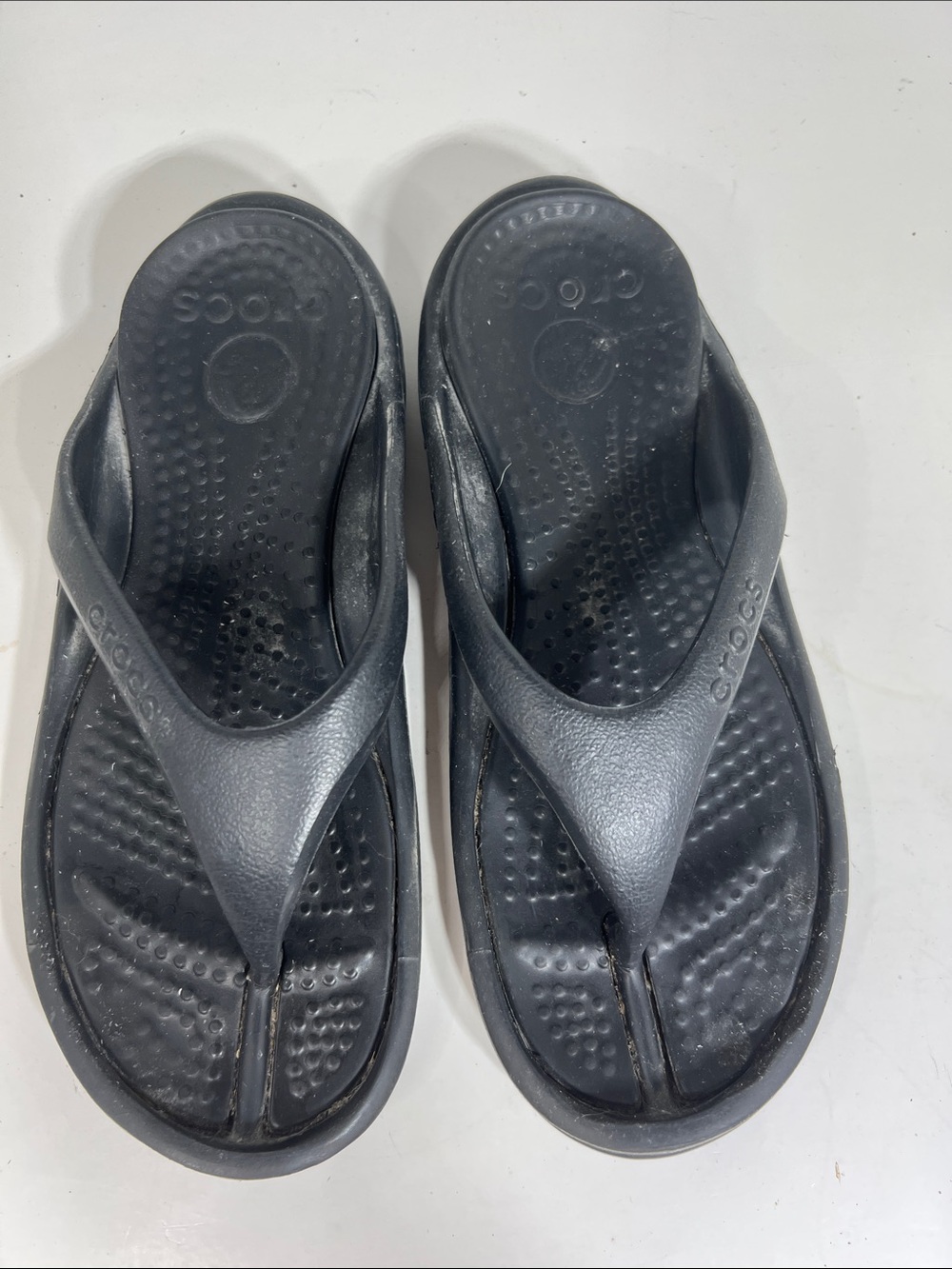 CROCS Black Foam Thong Flip Flop Sandals